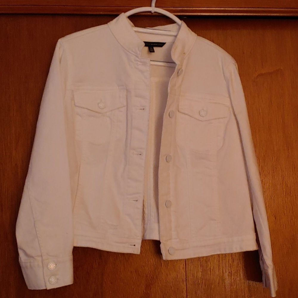 WHBM weathered white denim jacket size 14